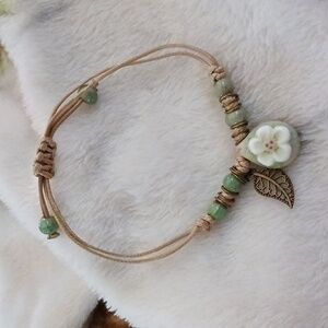 Ceramic Flower Pendant Bracelet